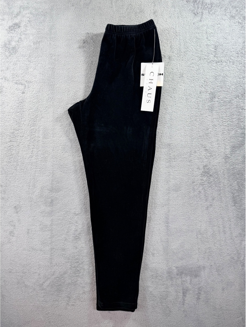 Chaus Sport Neutral Velour Black Elastic Waist Pants Size L - Picture 12 of 13
